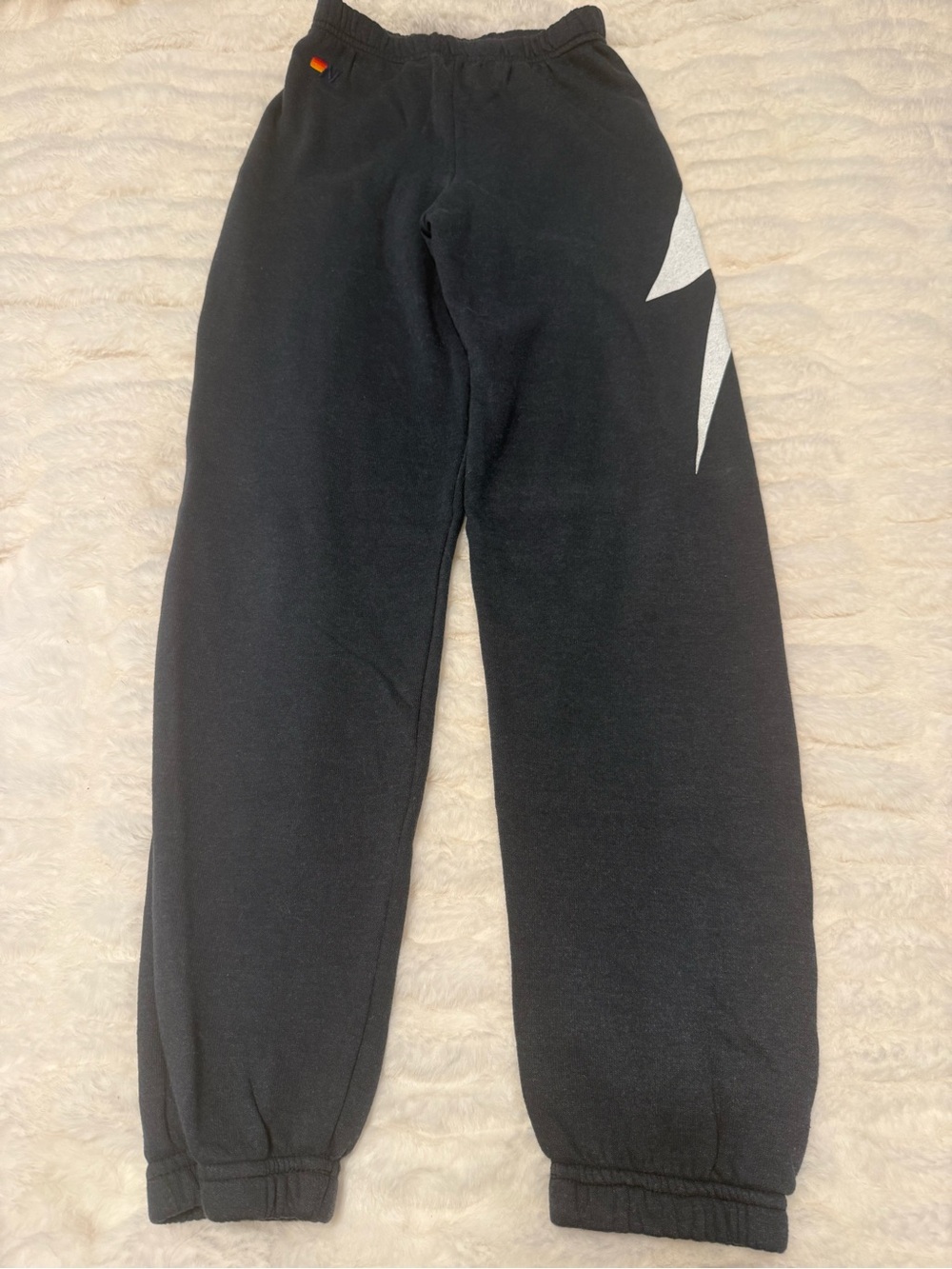 Aviator Nation KIDS BOLT PRINT SWEATPANTS - CHARCOAL // WHITE Size 14